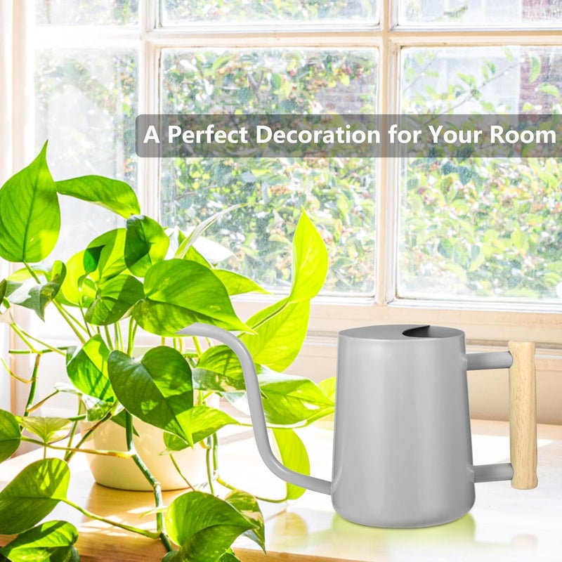 GUKJOB Watering Can Indoor Plants, 35oz Small Indoor Stainless Steel Metal Watering Can Modern Decorative Watering Pot with Long Spout for Indoor House Plant Bonsai Garden Flowers (Gray) - Image 3